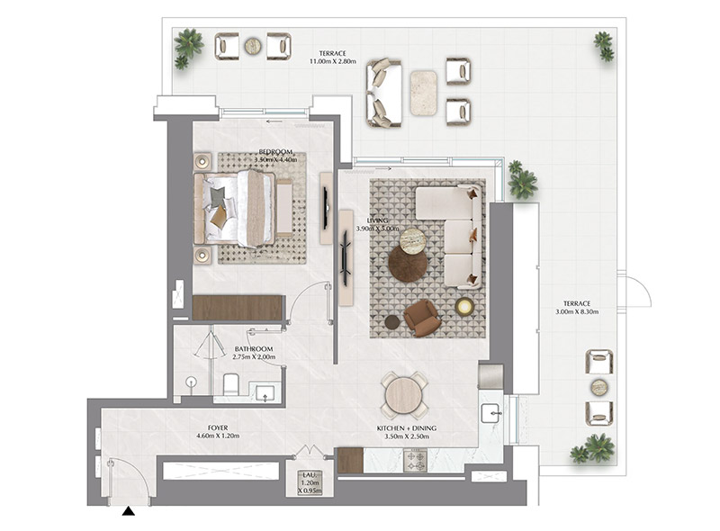 Dubai Creek Harbour by Emaar 1 Bedroom Apartment Floor Plan Dubai Creek Harbour by Emaar 1 Bedroom Apartment Floor Plan