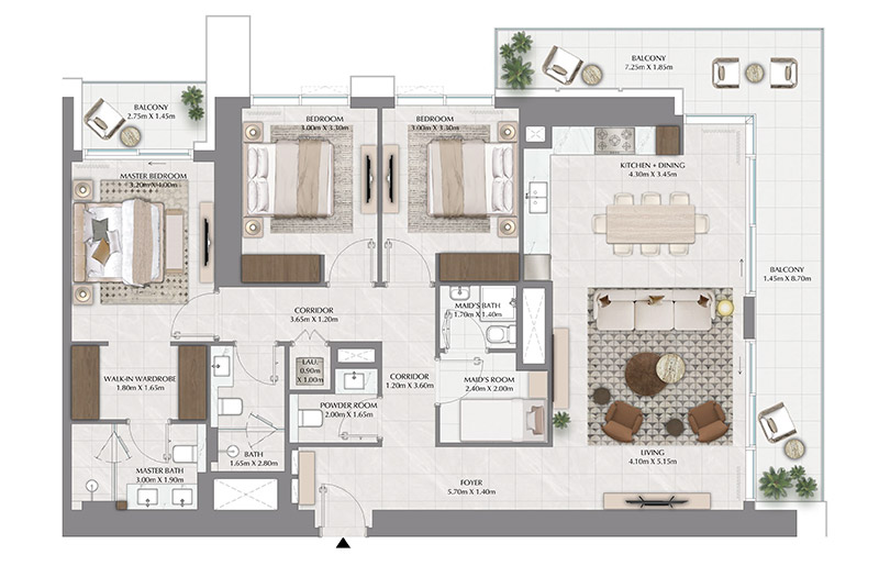 Dubai Creek Harbour by Emaar 3 Bedroom Apartment Floor Plan Dubai Creek Harbour by Emaar 3 Bedroom Apartment Floor Plan