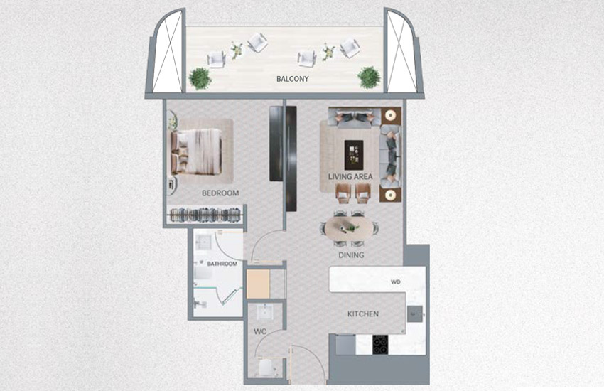 Mercedes Benz Places by Binghatti 1 BR Apartment Floor Plan Mercedes Benz Places by Binghatti 1 BR Apartment Floor Plan