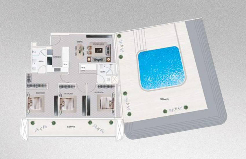 Mercedes Benz Places by Binghatti 3 BR Apartment Floor Plan Mercedes Benz Places by Binghatti 3 BR Apartment Floor Plan