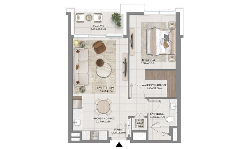 Expo Living Dubai Emaar 1 BR Apartment Floor Plan Expo Living Dubai Emaar 1 BR Apartment Floor Plan