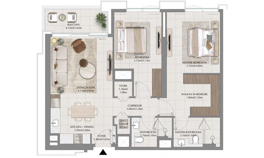 Expo Living Dubai Emaar 2 BR Apartment Floor Plan Expo Living Dubai Emaar 2 BR Apartment Floor Plan